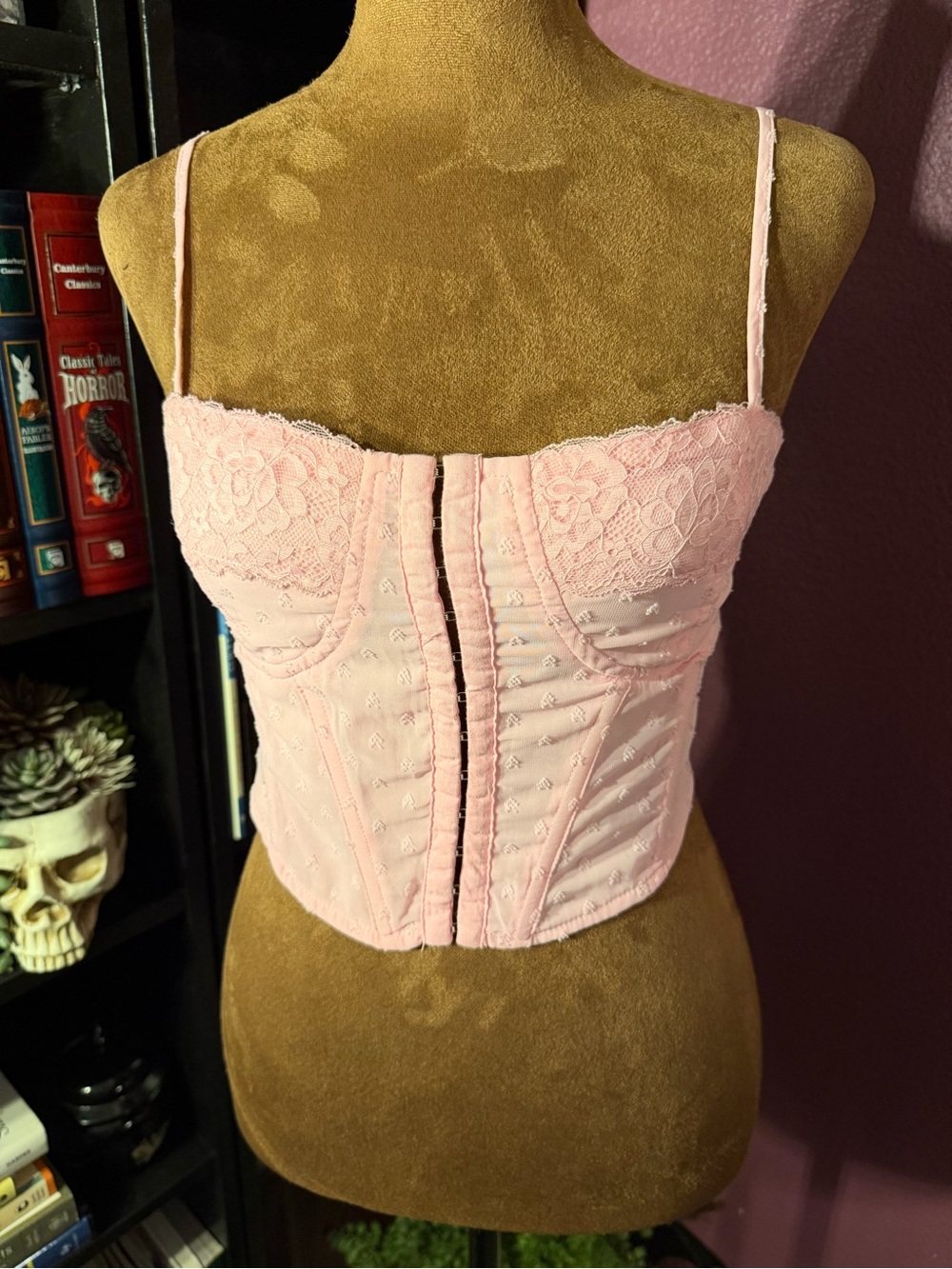 Women’s Pink Lace Bustier Corset Top